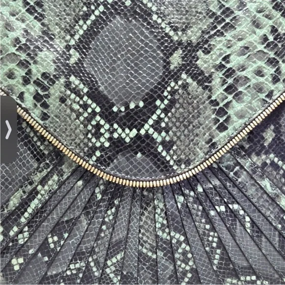 Rebecca Minkoff Collection Green Python Embossed Leather Cali Shoulder Bag - Picture 7 of 16